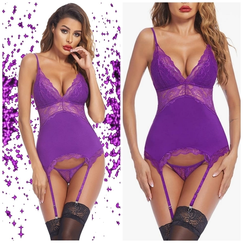 PURPLE lace chemise set size M